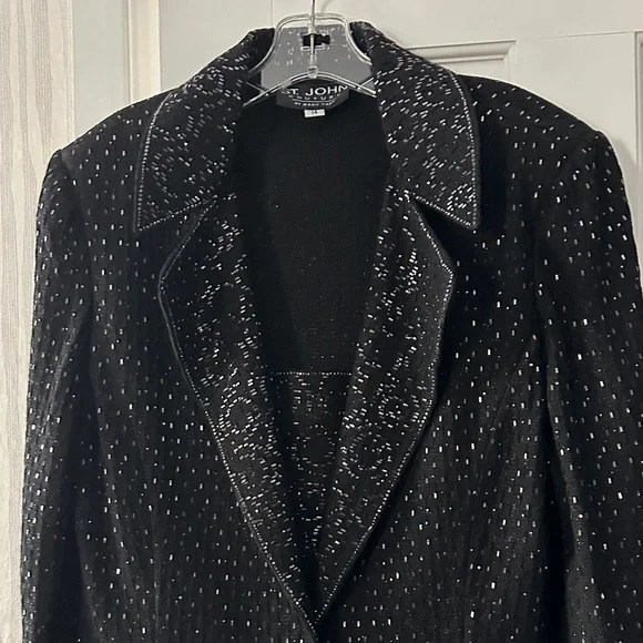 St. John Black Sequin Blazer - Picture 2 of 12